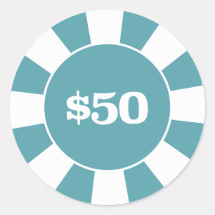 Poker Coaster 50 Blue Classic Round Sticker