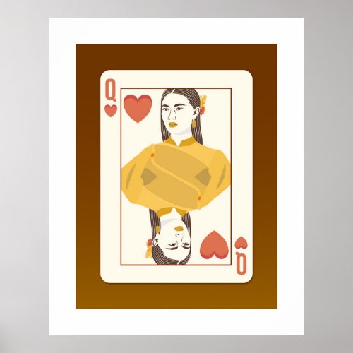 Poker Court Card Queen of Hearts Thai Style Poster