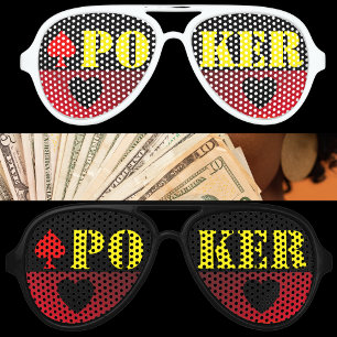 Poker dark red black fake shades sunglasses
