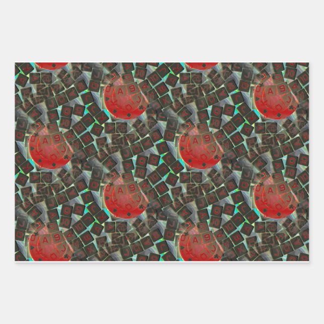 Poker Dice and Poker Chips Artistic Wrapping Paper (Front)