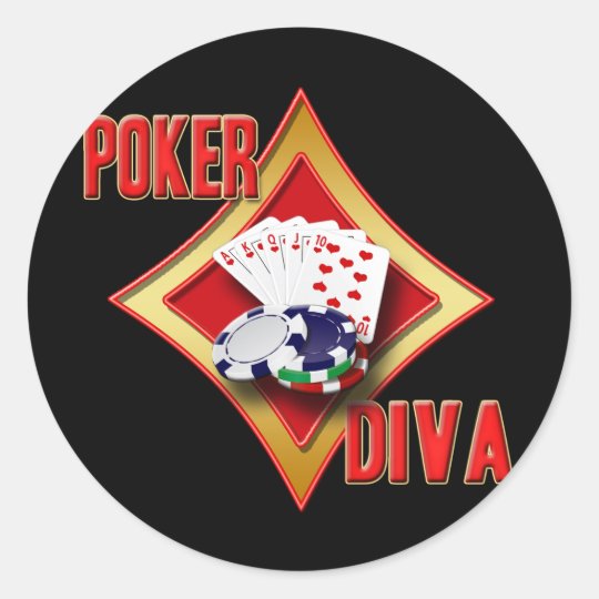 POKER DIVA CLASSIC ROUND STICKER