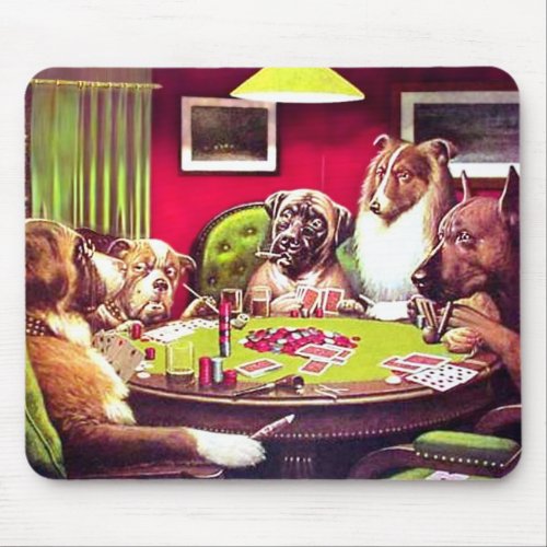 POKER DOGS  A BOLD BLUFF MOUSE PAD