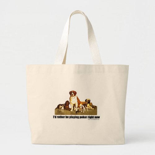Poker Dogs Large Tote Bag