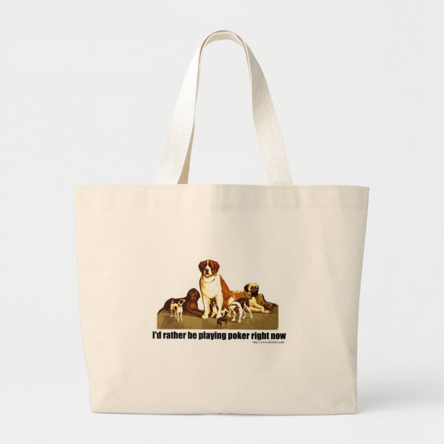 Poker Dogs Large Tote Bag (Front)