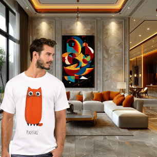 Poker Face Cat Funny Minimalist Cartoon T-Shirt