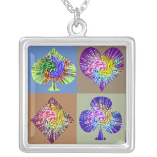 POKER Fans Silver Plated Necklace
