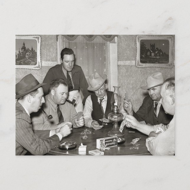 Poker Game, 1939 Postcard (Front)