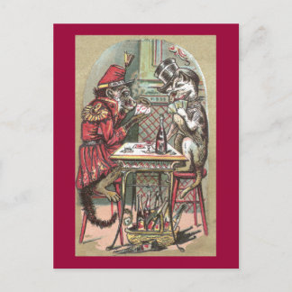 Poker Game Between Monkey & Bulldog Postcard