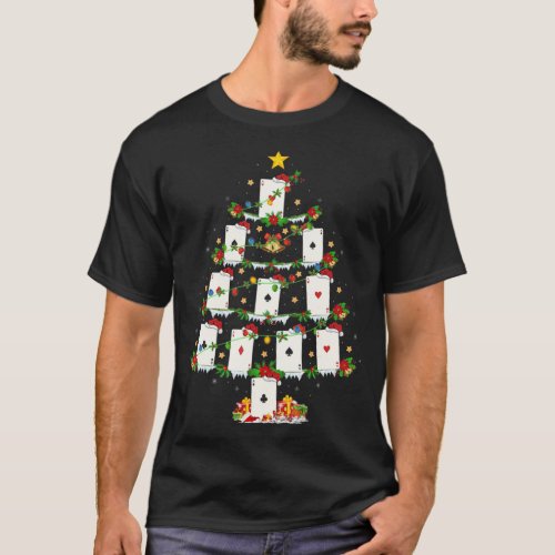 Poker Game Lover Xmas Lights Poker Christmas Tree  T_Shirt