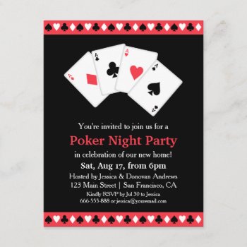 Poker Game Night Housewarming Party Invitation by RustyDoodle at Zazzle