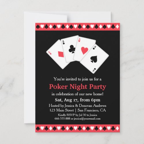 Poker Game Night Housewarming Party Invitation