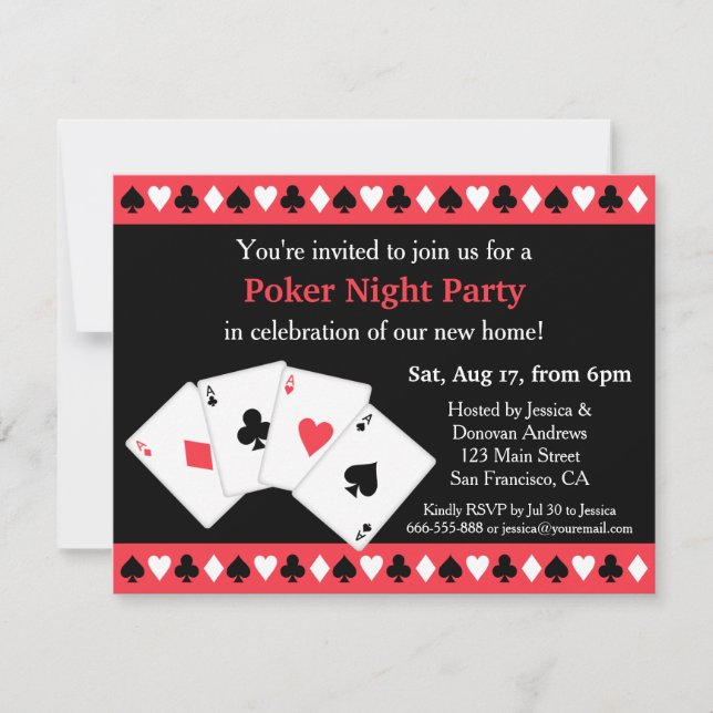 Poker Game Night Housewarming Party Invitations (Front)