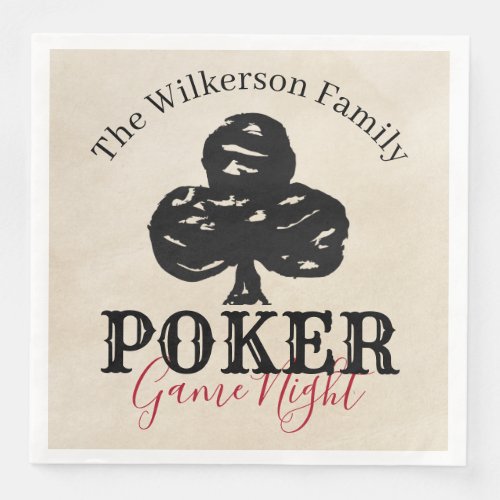 Poker Game Night Vintage Style Clubs Paper Dinner Napkins