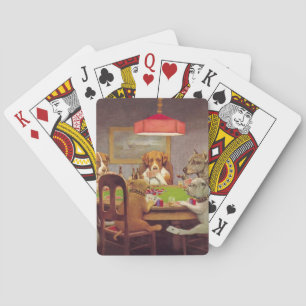 Poker Game Playing Dogs Cards
