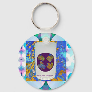 Poker Gold Champion Glass Keychain