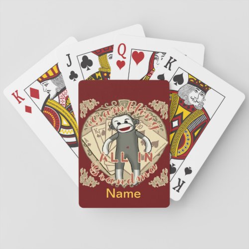 Poker Grandma Sock Monkey custom Playing Cards