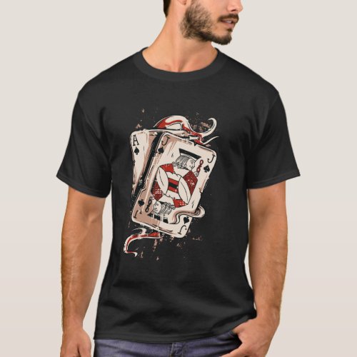 Poker Hand Ace and Jack Playing Cards Blackjack T-Shirt
