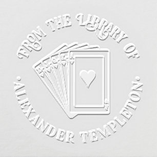 Poker Hand Hearts Royal Flush Library Book Name Embosser