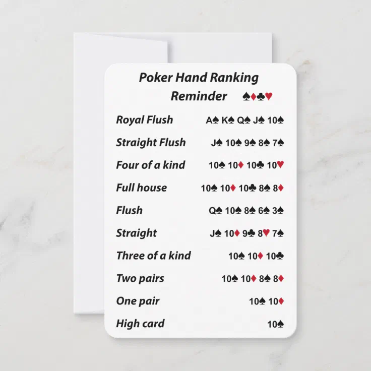 Poker Hand Ranking | Zazzle