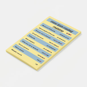 Poker Hand Ranking Reminder Blu & Yellow Stripes Post-it Notes