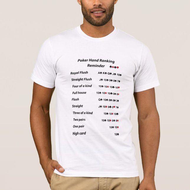 Poker Hand Ranking Reminder T-Shirt (Front)