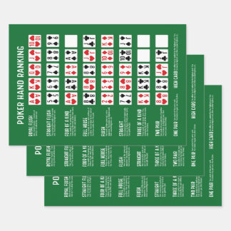 Poker Hand Ranking with Visuals Wrapping Paper Sheets