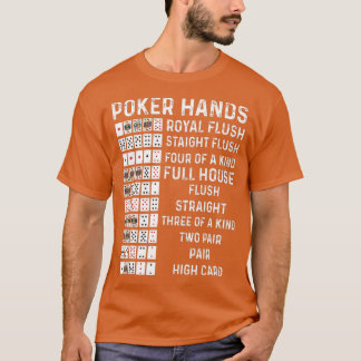 Poker Hands Cheat Sheet Card Casino Games Funny Pl T-Shirt