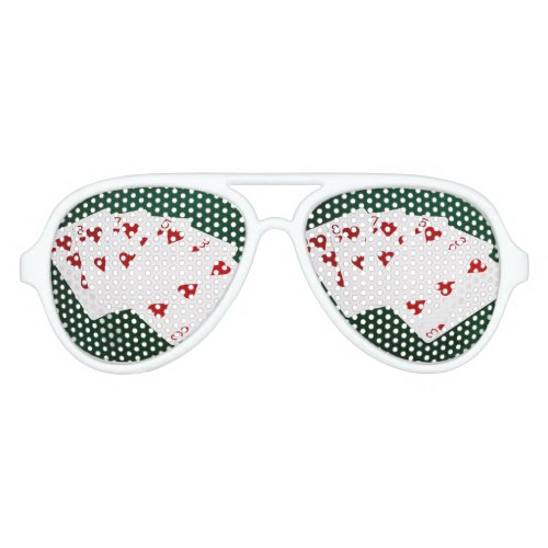 Poker Hands _ Flush _ Hearts Suit Aviator Sunglasses