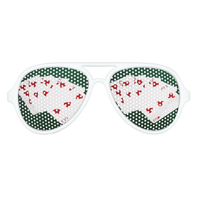 Poker Hands - Flush - Hearts Suit Aviator Sunglasses (Front)