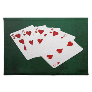 Poker Hands - Flush - Hearts Suit Cloth Placemat