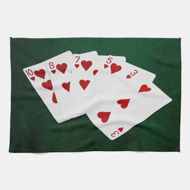 Poker Hands - Flush - Hearts Suit Towel (Horizontal)