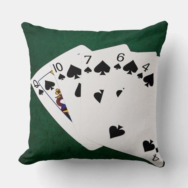 Poker Hands - Flush - Spades Suit Throw Pillow (Front)