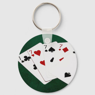 Poker Hands - Four Of A Kind - Sevens and Two Keychain