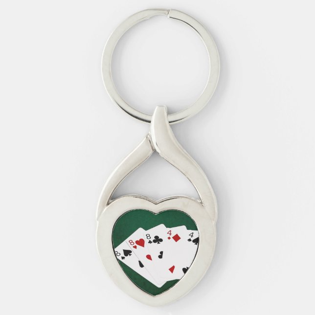 Poker Hands - Full House - Eight and Four Keychain (Front)