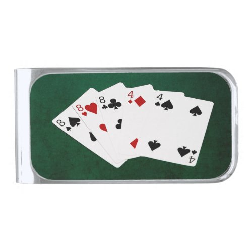 Poker Hands _ Full House _ Eight and Four Silver Finish Money Clip