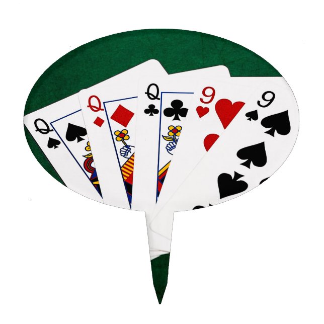 Poker Hands - Full House - Queen and Nine Cake Topper (Front)