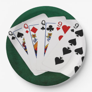 Poker Hands - Full House - Queen and Nine Paper Plates