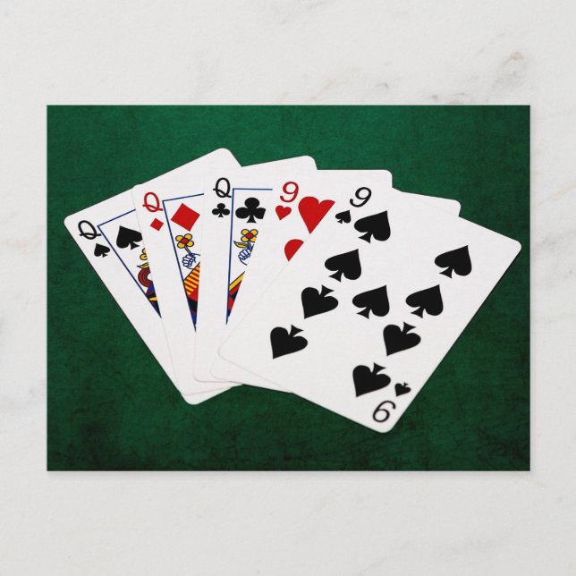 Poker Hands - Full House - Queen and Nine Postcard (Front)