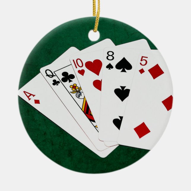 Poker Hands - High Card - Ace Ceramic Ornament (Front)