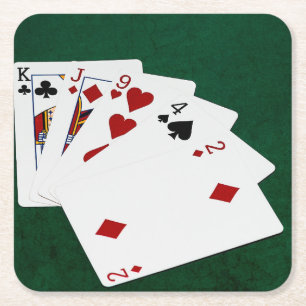 Poker Hands - High Card - King Square Paper Coaster