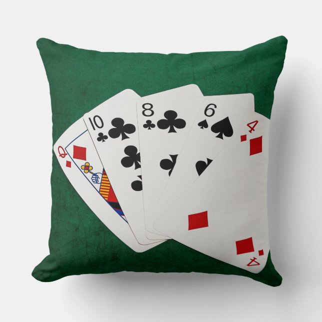 Poker Hands - High Card - Queen Throw Pillow (Front)