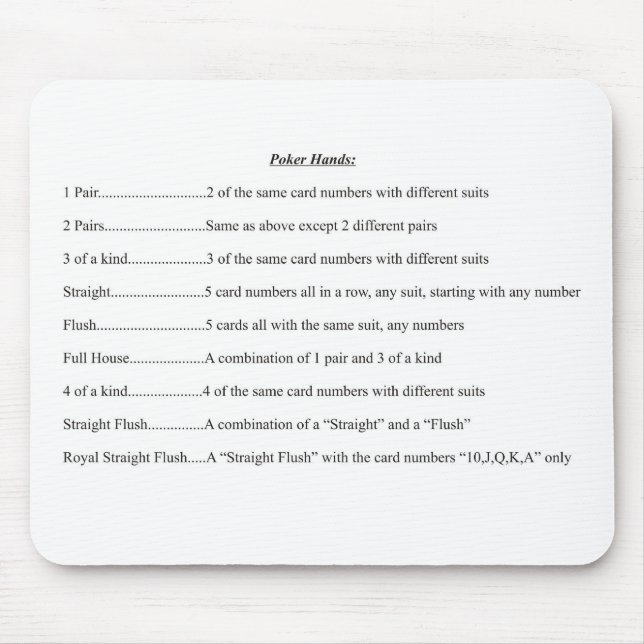 Poker Hands Mouse Pad (Front)
