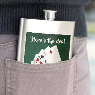 Poker Hands - One Pair - Jack - Here is the deal Hip Flask