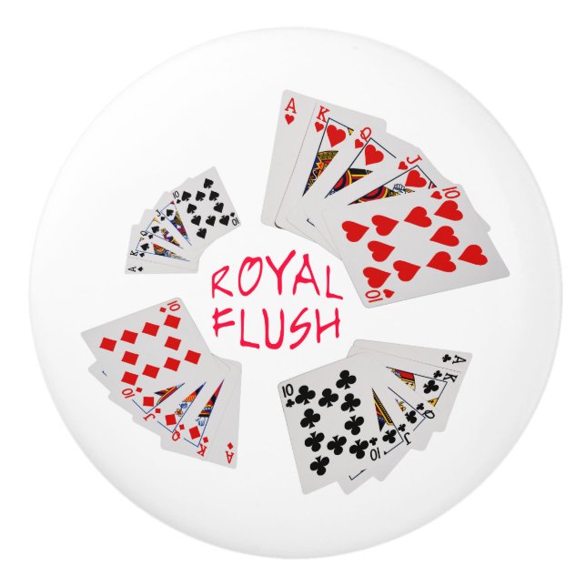 Poker Hands - Royal Flush Ceramic Knob (Front)