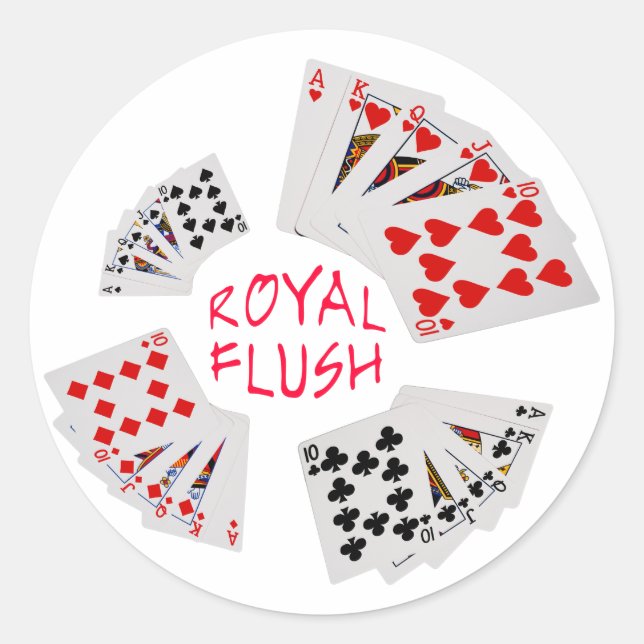 Poker Hands - Royal Flush Classic Round Sticker (Front)