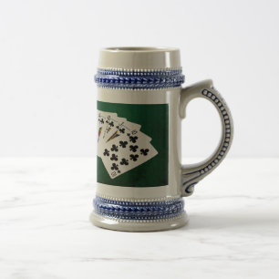 Poker Hands - Royal Flush - Clubs Suit Beer Stein