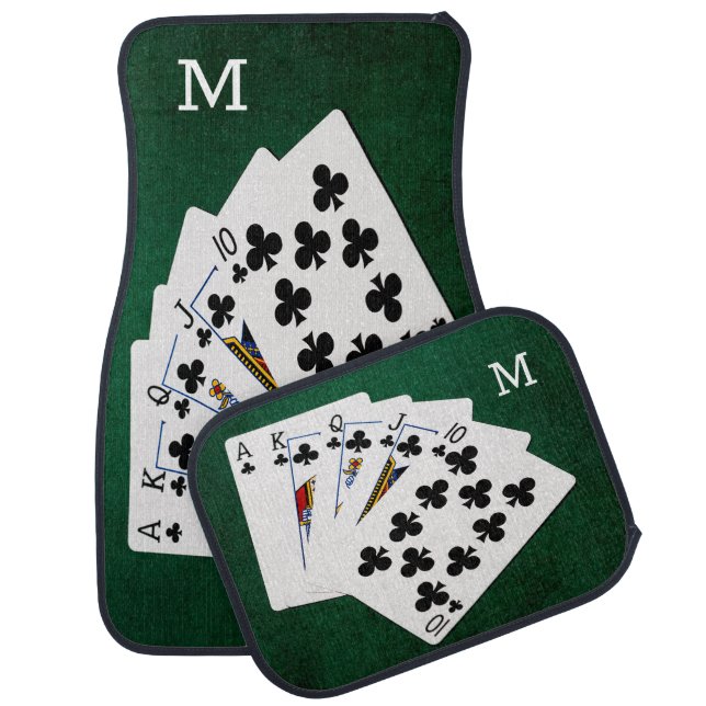 Poker Hands Royal Flush Clubs Suit Car Floor Mat (Set)