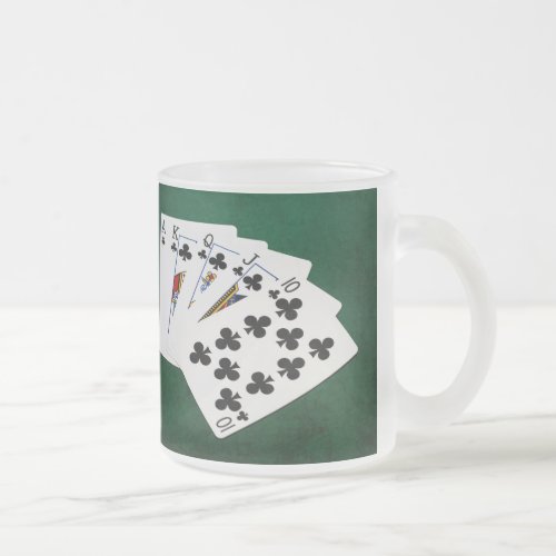 Poker Hands _ Royal Flush _ Clubs Suit Frosted Glass Coffee Mug