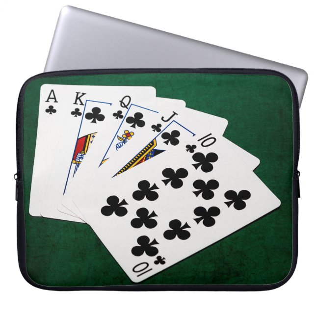 Poker Hands - Royal Flush - Clubs Suit Laptop Sleeve (Front)
