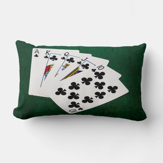 Poker Hands - Royal Flush - Clubs Suit Lumbar Pillow (Front)